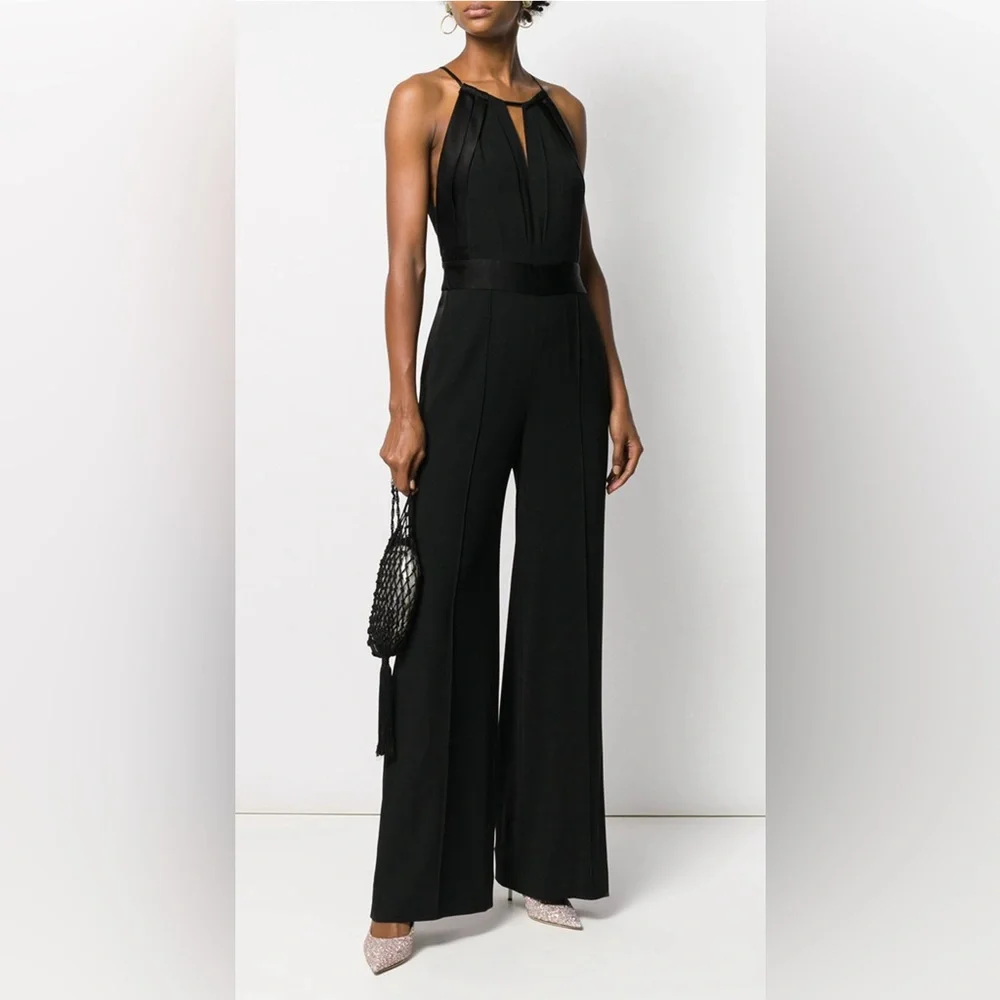 NWT- Black Diane Von Furstenberg Ireland wide-leg jumpsuit in black- size 4 - Picture 5 of 14